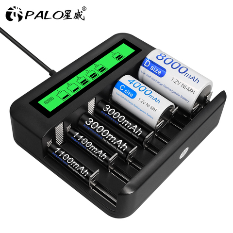 PALO AA Battery Charger for 1.2v Nimh Nicd C D AA AAA Rechargeable Battery Type D Rechargeable Battery ► Photo 1/6