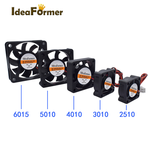 3D Printer Parts 2510/3010/4010/5010/6015mm 3D Printer Extruder Cooler Fan DC 5/12/24V With 2Pin Dupont Wire Black Plastic ► Photo 1/6