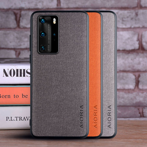 Case for Huawei P40 Pro Plus P40 Lite E coque Luxury textile Leather skin soft TPU hard phone cover for huawei p40 pro plus case ► Photo 1/6