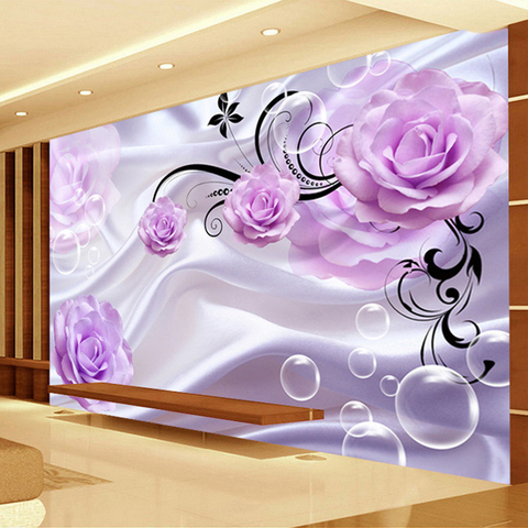 Custom Photo Wallpaper 3D Floral Purple Rose Silk Background Modern Simple  Romantic Living Room Bedroom Wall Design Mural Paper - Price history &  Review | AliExpress Seller - jiadou -Melin Store 