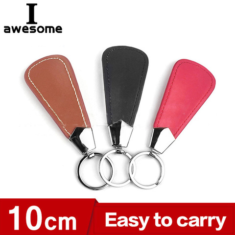 10cm Easy Carry Black Shoehorn Metal Durable Stainless Steel Faux Leather Portable Fashion Mini Shoe Horns Accessories Key Ring ► Photo 1/6