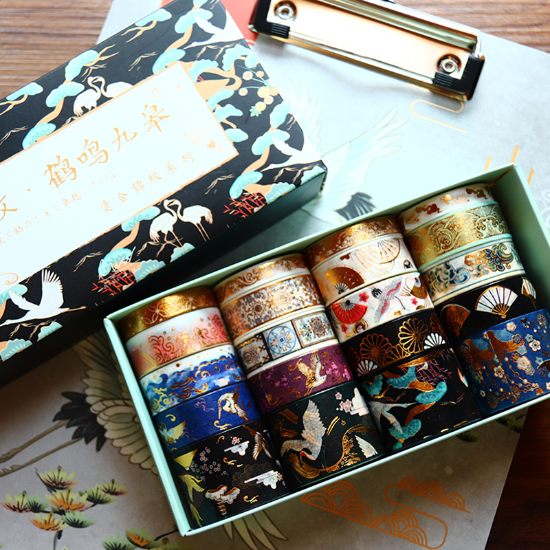 20pcs Vintage Gold Foil Washi Tape Set Crane Cosmic Fantasy Sakura ...