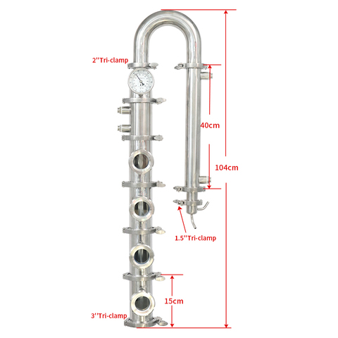 HOOLOO Stainless Steel Bubble Plates Distillation Column 4 Section Distiller Tower New ► Photo 1/6