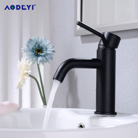 Black Bathroom Faucets Hot And Cold Water Mixer Tap Solid Brass Sink single lever faucet Brushed gold Basin Taps accessories ► Photo 1/6
