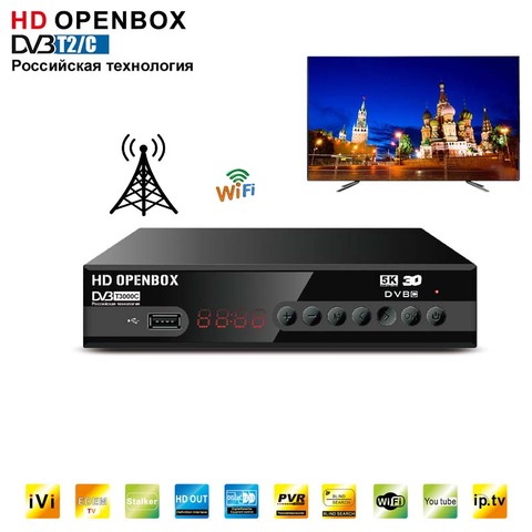 HDOPENBOX DVB-T2/C TV Receiver TUNER DVB T2 Set Top Box Dual USB socket metal shell terrestrial TV BOX Russian Manual ► Photo 1/6