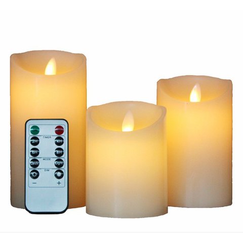 Led Candles, Flameless Candles, Real Wax Candle, Pillar Candle, Remote Control With 10 Buttons For Home ► Photo 1/6