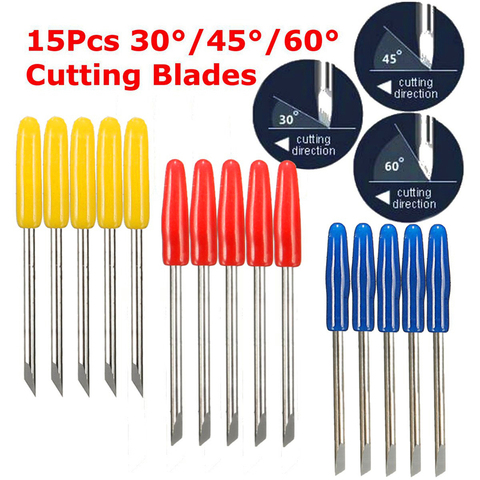 KZTech 15PCS 30 45 60 Degree Vinyl Cutter Blade for Graphtec CB15 CB09 Silhouette Cameo Craftrobo Blades CB15U Cricut CB09U ► Photo 1/6