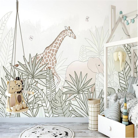 Milofi professional 3D large wallpaper mural hand-painted Nordic forest small animal illustration children background wall ► Photo 1/2