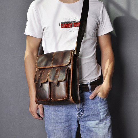 Real Leather Male Design One Shoulder Messenger bag cowhide fashion Cross-body Bag 10