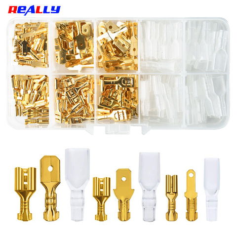 315/180Pcs Quick Splice 2.8mm 4.8mm 6.3mm Male and Female Wire Spade Connector Wire Crimp Terminal  with Insulating Assortment ► Photo 1/6