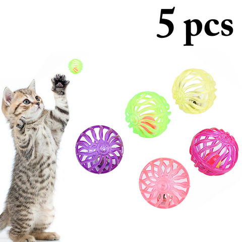 5pcs Funny Cat Ball Toy Hollow Training Cat Interactive Toy Cat Bell Toy For Kitten Pet Supplies ► Photo 1/5
