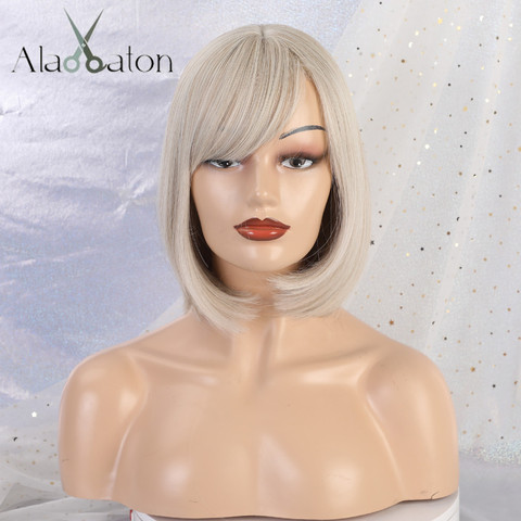 ALAN EATON Short Straight Blonde Wigs With Bangs Women Cosplay Anime Bobo wigs Synthetic Wigs Natural Heat Resistant Wigs ► Photo 1/6