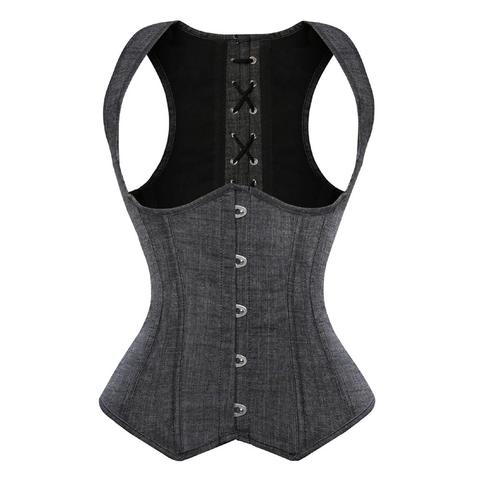 Underbust Corset Women's Denim Tight Lace up Boned Cowgirl Corsets Straps Vest Steampunk Plus Size Dance Party Bustier Costume ► Photo 1/6