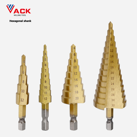 4-12/20/32mm HSS Steel Step Drill Bit Cone Cutter Drilling Machine Tools Titanium Drill Bits For Metal Wood Hole Milling Cutter ► Photo 1/6