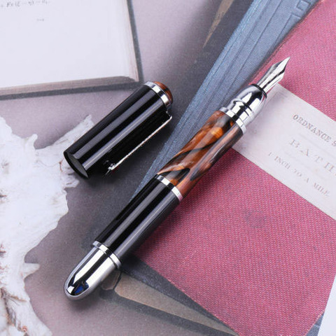 Shanghai Fuliwen 831 Fountain Pen Amber Acrylic Resin Metal Ink Pen Medium nib 0.7mm Stationery Office school supplies Writing ► Photo 1/6