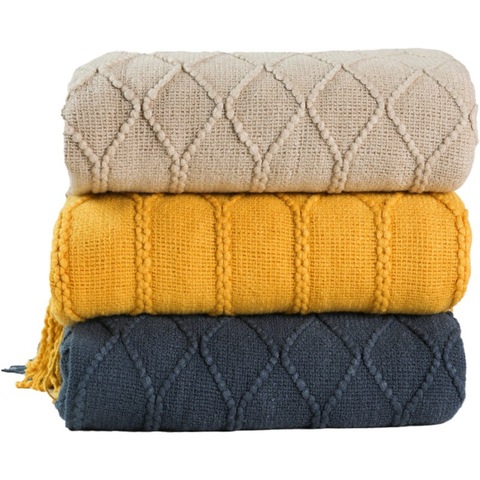 Inya Knitted Blanket Solid Color Waffle Embossed Blanket Nordic Decorative Blanket for Sofa Bed Throw chunky knit throw blanket ► Photo 1/6