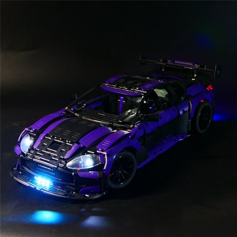 IN STOCK C001 With Light 1:8 Purple Famous Super Sports Car MOC-8780 Vantage Building Blocks Toy Children Boy Classic Brick Gift ► Photo 1/6
