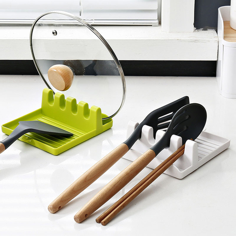 Kitchen Spoon Holders Fork Spatula Rack Shelf Organizer Plastic Spoon Rest Chopsticks Holder Non-slip Spoons Pad Kitchen Utensil ► Photo 1/6