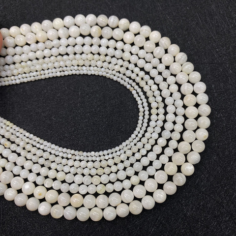 Natural Freshwater Shell Round Beads Mother Pearl Shell Loose Beads DIY Jewelry Making Necklace and Earring Accessories 15Inches ► Photo 1/6