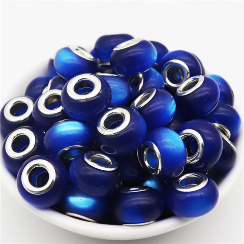 10pcs New Cat Eye Beads 5mm Large Hole Round Loose Murano Spacer Beads fit Pandora Bracelet Chain Necklaces DIY Jewelry Women ► Photo 1/6