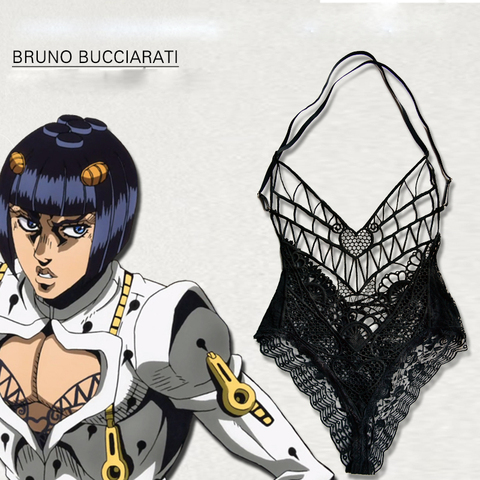 Anime JOJO 5 JoJo's Bizarre Adventure Golden Wind Bruno Bucciarati Cosplay Costume lingerie lace top inner jumpsuits ► Photo 1/6