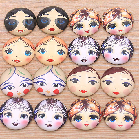 6PCS/lot 6 Style Wear Glasses Beautiful Girl Pattern Round Glass Cabochon 20mm 25mm Dome Flat Back DIY Necklace Jewelry Finding ► Photo 1/6