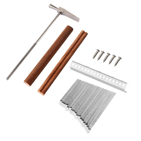 Aluminum Alloy Replacement Keys For 17 Keys Kalimba DIY Keys+Bridge+Tuning Hammer Kit Thumb Piano Accessories ► Photo 1/6