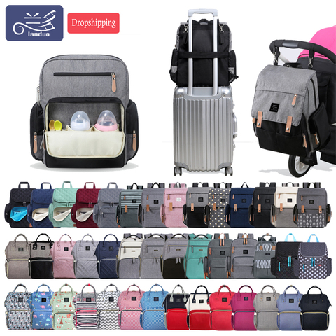 Original LAND Mommy Diaper Bags Mother Large Capacity Travel Nappy Backpacks with anti-loss zipper Baby Nursing Bags MPBJ01 ► Photo 1/6