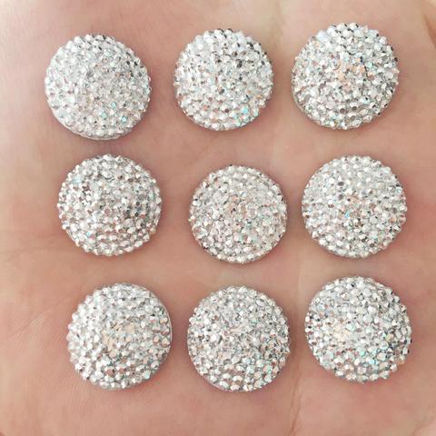 DIY 20pcs 16mm Convex Round Resin Stone Flatback Wedding Buttons Craft /silver F097 ► Photo 1/5