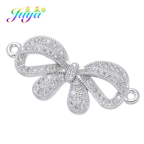 Juya DIY Bracelet Components Supplies Micro Pave Zircon Bowknot Connectors Accessories For Fashion Needlework Jewelry Making ► Photo 1/6