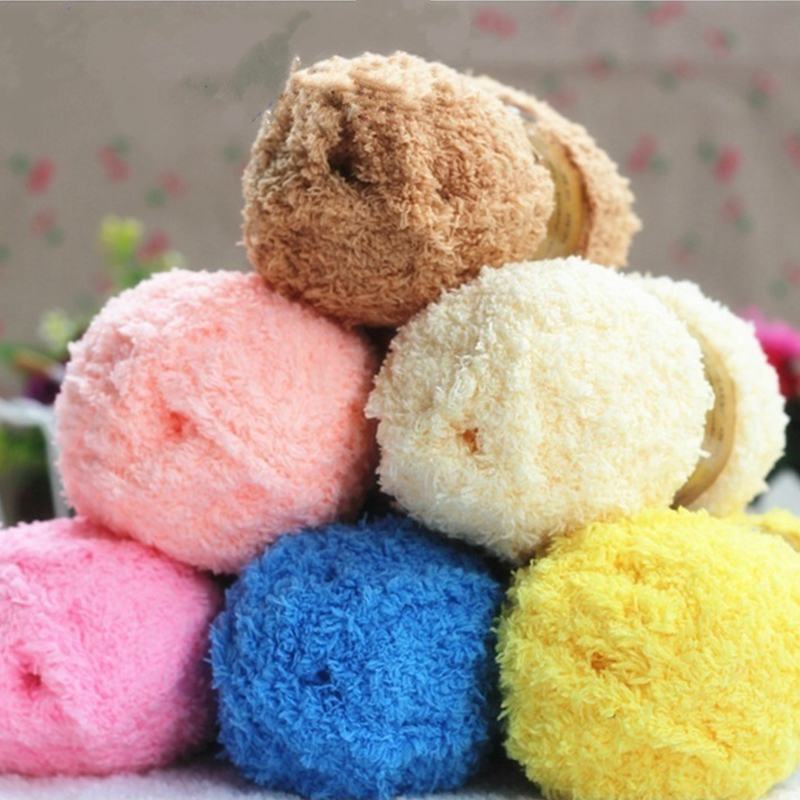 50g Chenille Yarn Soft Thin Coral Velvet Fluff Baby Yarn for DIY