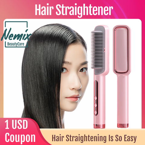 Professional Hair Straightener Heating Comb Straightening Iron Hot Brush Straighteners 2022 New Fashion Design ► Photo 1/6