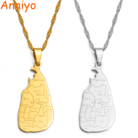 Anniyoc Sri Lanka Map and City Name Pendant Necklaces Women Girl Gold Color Charm Sri Lankan Maps Jewelry Patriotic Gift #128721 ► Photo 1/5