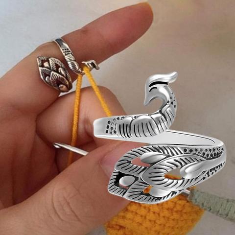 Adjustable Knitting Loop Crochet Loop Knitting Accessories Peacock Shape Ring Finger Decoration  for Faster Knitting 45a ► Photo 1/6