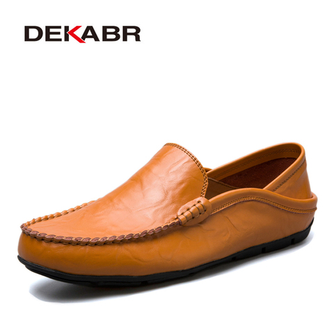 DEKABR Comfortable Handmade Leather Shoes Casual Men's Flats Design Man Driving Shoes Soft Bottom Leather Men Shoes Size 38-46 ► Photo 1/6