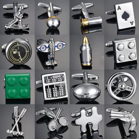 Classic French Shirt Cufflinks Quality Oval/Bullet/Horse/Pens Shaped Button Metal men's clothing accessories jewelry ► Photo 1/6