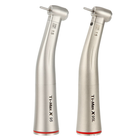 Ti-Max X95L Style Dental 1:5 Increasing Fiber Optic Contra Angle Low Speed Handpiece Red Ring Air Turbine ► Photo 1/6