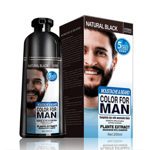 natural long lasting 200ml permanent beard dye shampoo for men beard dying removal white grey beard hair men beard dye shampoo ► Photo 1/6