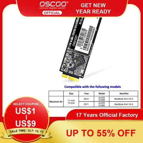 Oscoo SSD 1tb for Macbook 2011 A1369 A1370 SSD hard disk for Macbook 2010 A1369 A1370 Apple macbook SSD ► Photo 1/6