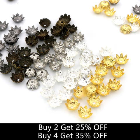 200Pcs Mixed 8 Petals Flower Metal Beads End Caps for Jewelry Making Finding Diy Accessories Component Needlework Wholesale ► Photo 1/6