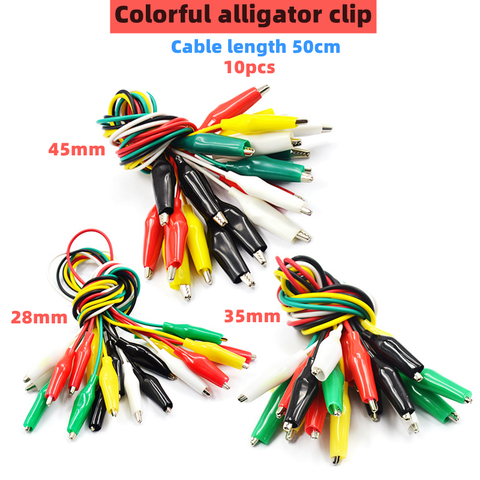 10pcs color belt wire alligator clip electronic DIY sheath electric clip double-headed test clip power supply test lead cable ► Photo 1/6