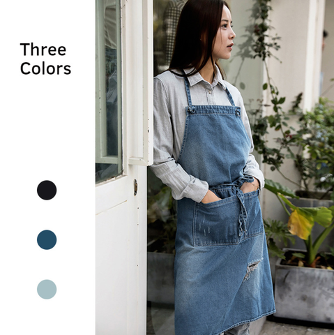 Unisex Vintage Blue Kitchen Denim Aprons for Women Men Restaurant Homewear Workwear Apron for Cooking Chef Barista Bartender ► Photo 1/6