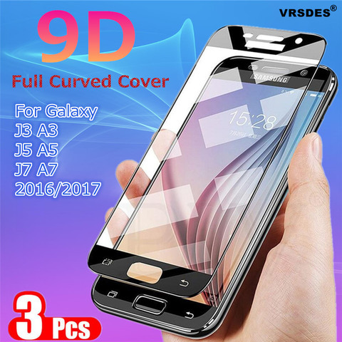 3/2/1PCS 9D Tempered Glass For Samsung Galaxy A3 A5 A7 J3 J5 J7 2016 2017 S7 A510 A520 J510 J330 J530 J730 EU Protective Glass ► Photo 1/6