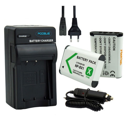 bateria 1600mAh NP-BX1 Battery NP BX1+Euro/US Cable Car Charger for Sony Camera HDR-AS100v AS30v HX50 DSC-RX100 HX400 WX350 MV1 ► Photo 1/6