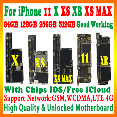 100% Original For iPhone X,XR,XS,XS MAX motherboard Unlocked For iPhone XR 6.1