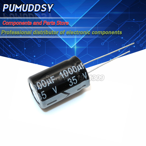 10PCS Higt quality 35V1000UF 13*21mm 1000UF 35V 13*21 Electrolytic capacitor ► Photo 1/1