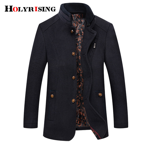 Holyrising Men Wool Coats Fashion Business Overcoat Warm Coat For Men Winter Leisure Pea Coat Male Luxury Thick Clothes 18937-5 ► Photo 1/6