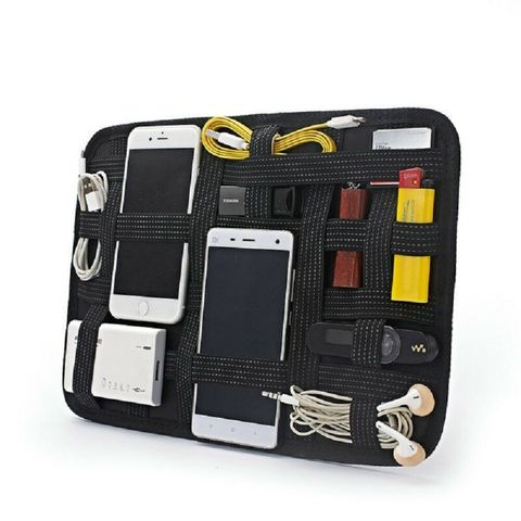 Potable Elastic Integrated Black Electronic Accessories Cables Organizer USB Storage Case Digital Bag Earphone Home Organization ► Photo 1/6