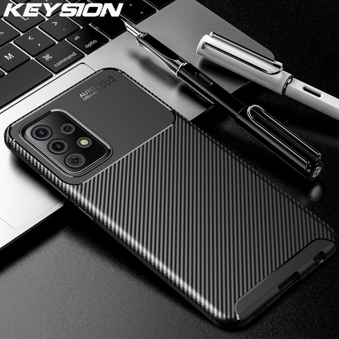 KEYSION Phone Case for Samsung A52 A72 5G Carbon Fiber Texture Soft Silicone Shockproof back Cover For Galaxy A72 A52 5G A32 ► Photo 1/6