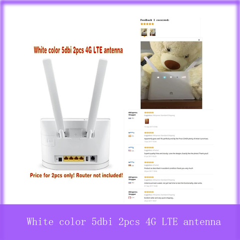 White color 5dbi 2pcs 4G LTE antenna huawei b593 B535 B890 B315 B310 B880  B525 with sma connector ► Photo 1/6